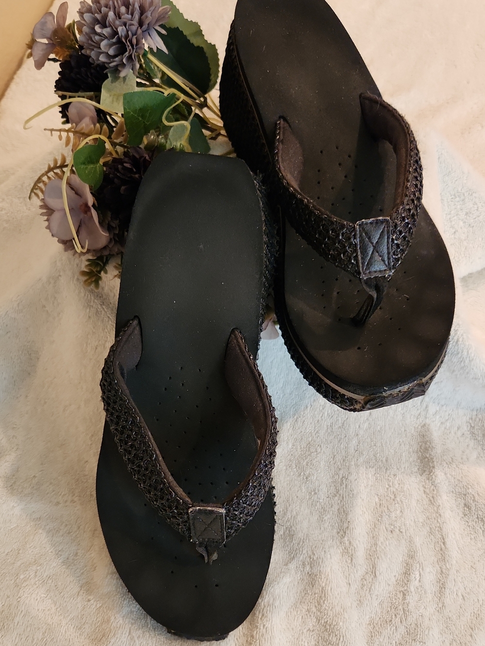 Volatile Black Woven Platform Sandals
